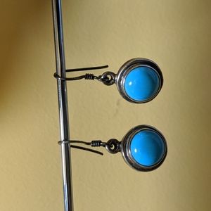 smooth round turquoise earrings 925 stamped handmade